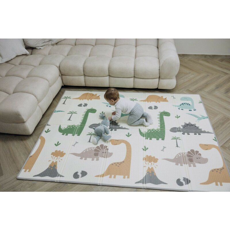 FreeON Covoras de joaca Magic Dino multicolor cu doua fete pliabil 200x150 cm