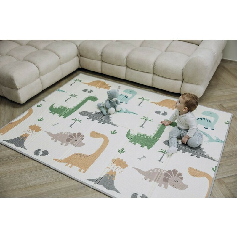 FreeON Covoras de joaca Magic Dino multicolor cu doua fete pliabil 200x150 cm