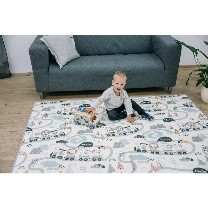 FreeON Covoras de joaca Magic Road cu doua fete pliabil protectie impotriva loviturilor 200 x 150 cm cu imprimeu pe ambele parti 0 luni+ multicolor