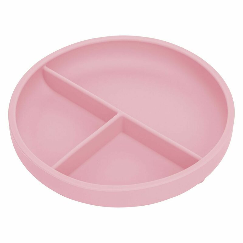 FreeON Farfurie compartimentata rotunda cu ventuza si 3 compartimente silicon 6-36 luni pink
