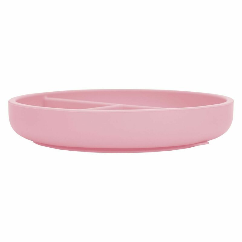 FreeON Farfurie compartimentata rotunda cu ventuza si 3 compartimente silicon 6-36 luni pink