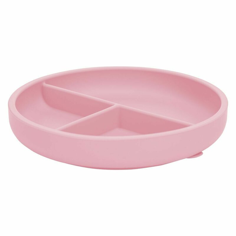 FreeON Farfurie compartimentata rotunda cu ventuza si 3 compartimente silicon 6-36 luni pink