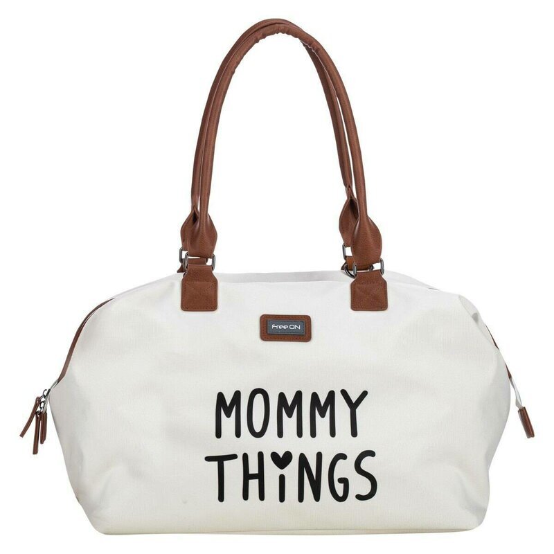 FreeON Geanta mamici Mommy things Beige spatioasa si practica cu multiple buzunare include si 2 genti mai mici