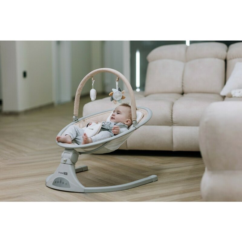 FreeON Leagan balansoar Elite Beige cu 12 melodii 5 viteze de balansare si 3 pozitii de reglare a spatarului