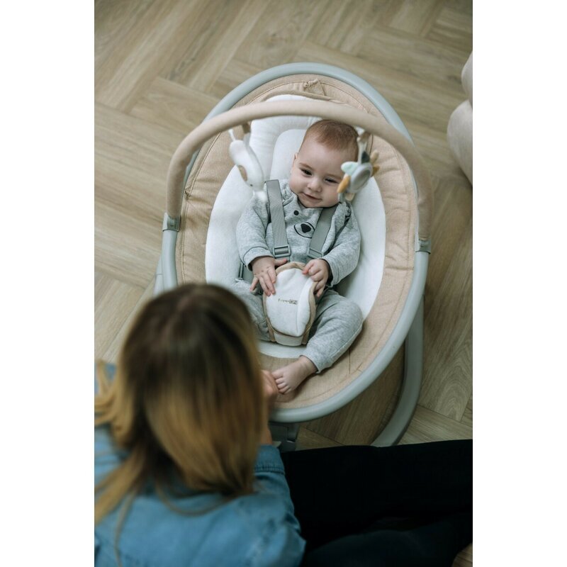 FreeON Leagan balansoar Elite Beige cu 12 melodii 5 viteze de balansare si 3 pozitii de reglare a spatarului