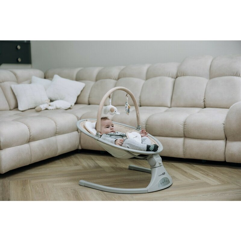 FreeON Leagan balansoar Elite Beige cu 12 melodii 5 viteze de balansare si 3 pozitii de reglare a spatarului