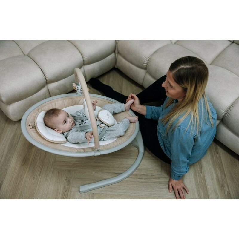 FreeON Leagan balansoar Elite Beige cu 12 melodii 5 viteze de balansare si 3 pozitii de reglare a spatarului