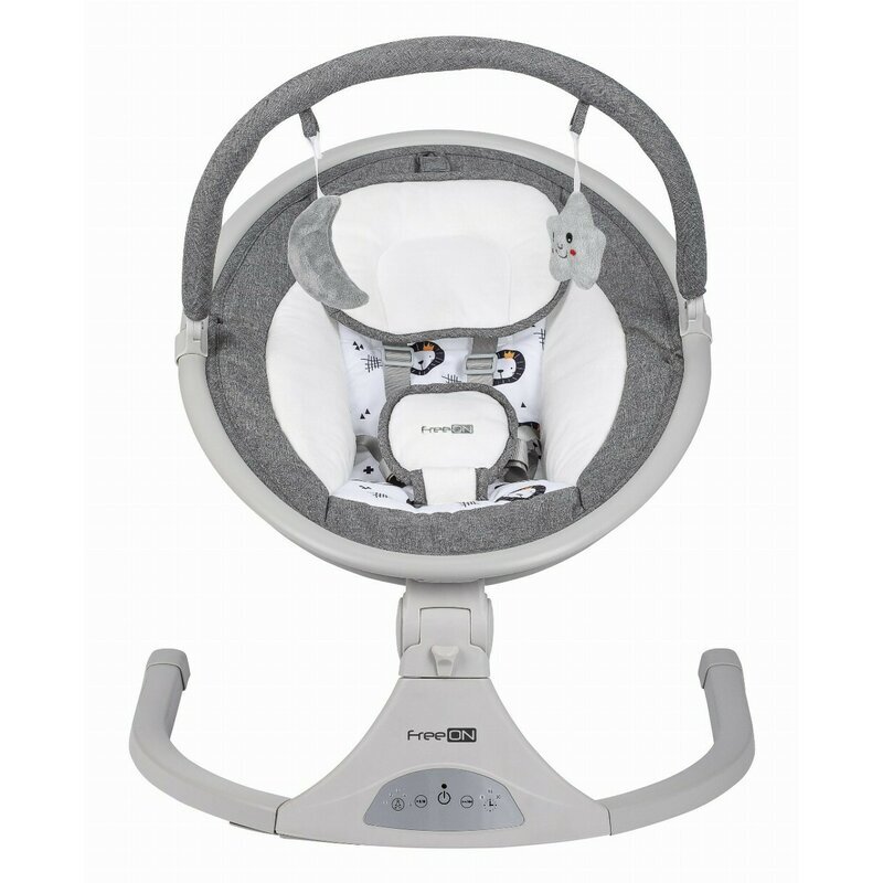 FreeON Leagan balansoar Elite Grey cu 12 melodii 5 viteze de balansare si 3 pozitii de reglare a spatarului