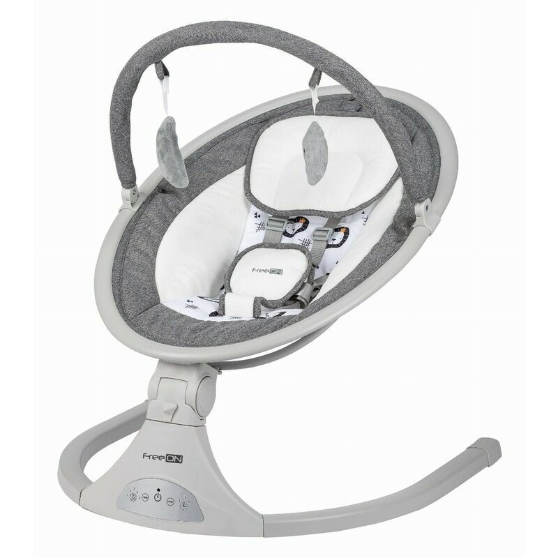 FreeON Leagan balansoar Elite Grey cu 12 melodii 5 viteze de balansare si 3 pozitii de reglare a spatarului