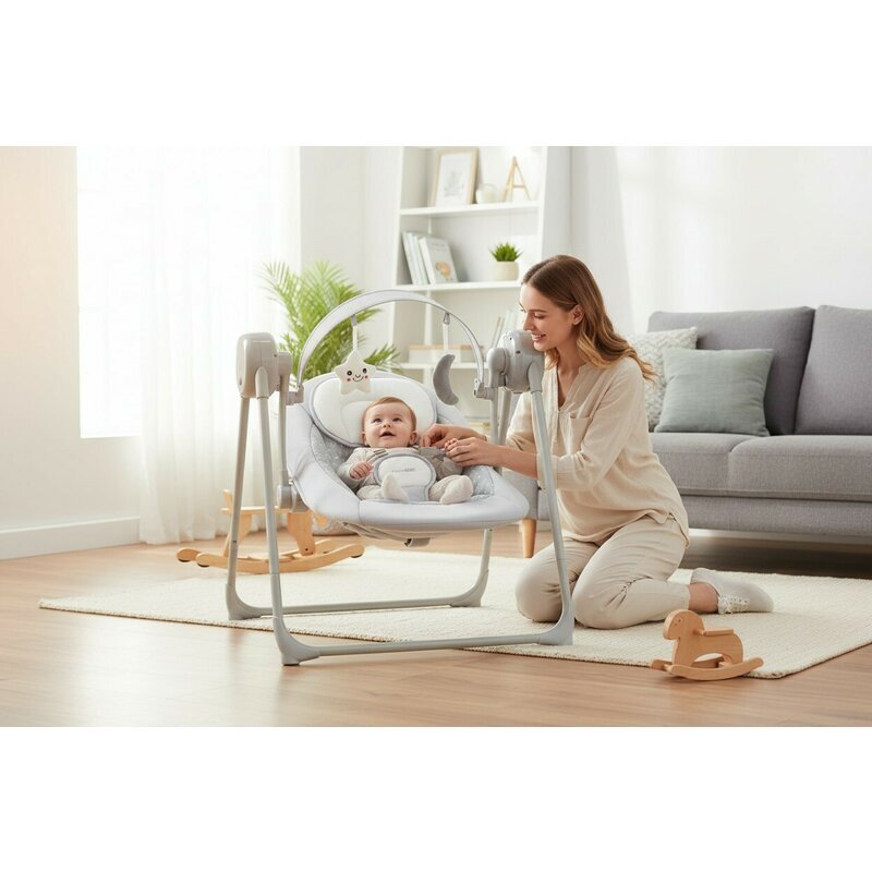 FreeON Leagan Snuggy Stars cu 5 viteze de leganare 8 melodii pana la 9 kg