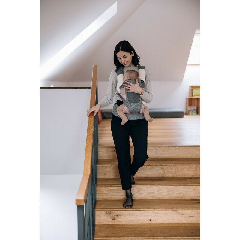 FreeON Marsupiu bebe Carry Me 3 in 1 de la 4 luni pana la 15 kg tesatura din plasa 3D confortabil si sigur pentru bebe GreyPink