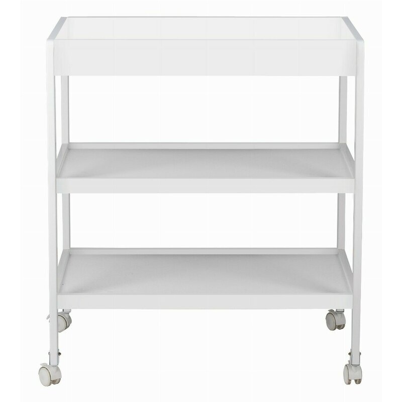 FreeON Masuta de infasat Mila din lemn cu 4 roti pentru transport facil cu 3 suprafete de depozitare 76x54x86 cm White