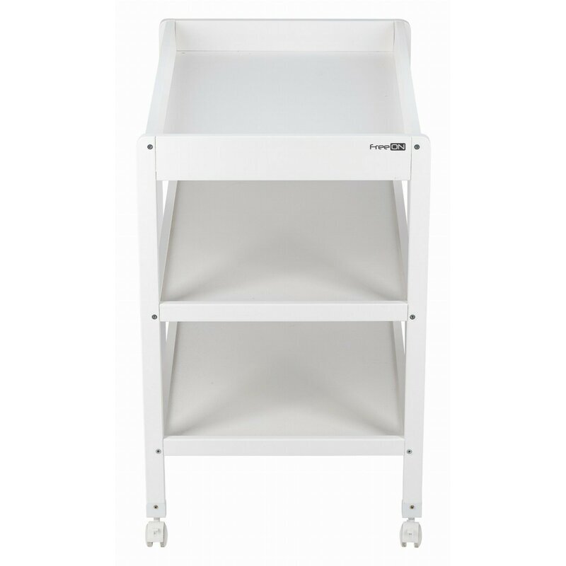 FreeON Masuta de infasat Mila din lemn cu 4 roti pentru transport facil cu 3 suprafete de depozitare 76x54x86 cm White