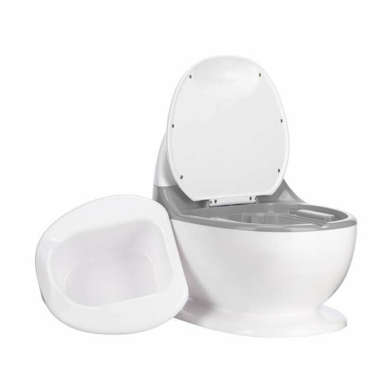 FreeON Olita educativa Trainer Minitoaleta Cu spatiu pentru hartieservetele Cu sunet realist de tras apa Pana la 25 kg 3 ani+ WhiteGrey