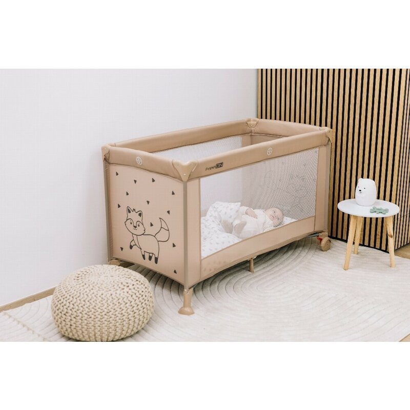 FreeON Patut pliabil pentru copii Nap Beige cu un nivel 120x60 cm