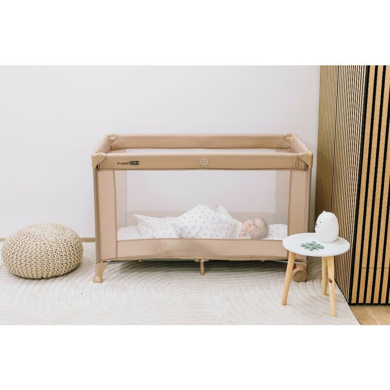 FreeON Patut pliabil pentru copii Nap Beige cu un nivel 120x60 cm