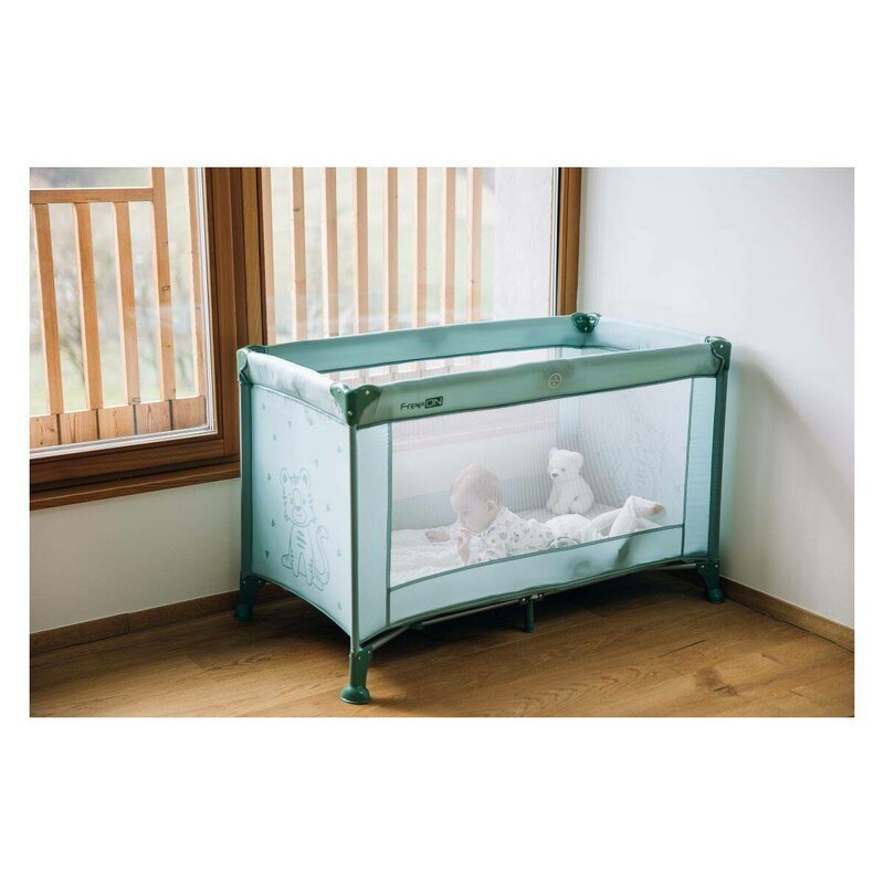 FreeON Patut pliabil pentru copii Nap Green cu un nivel 120x60 cm