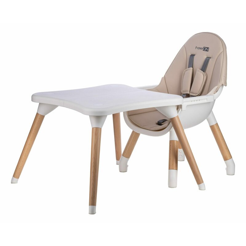FreeON Scaun de masa Eos Beige 3 in 1 multifunctional cu tavita reglabila si detasabila conform cu standardul european de securitate
