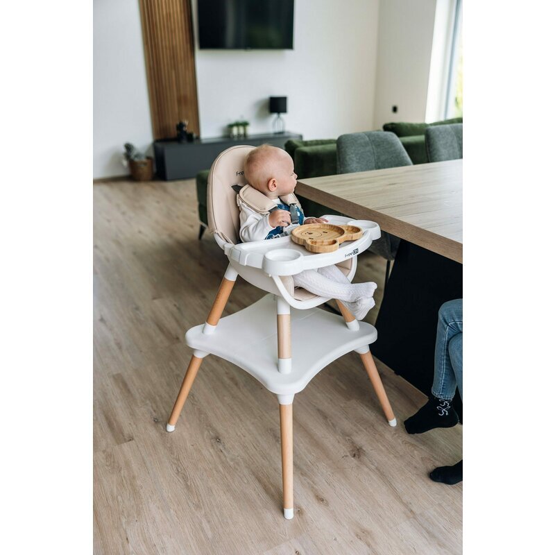 FreeON Scaun de masa Eos Beige 3 in 1 multifunctional cu tavita reglabila si detasabila conform cu standardul european de securitate