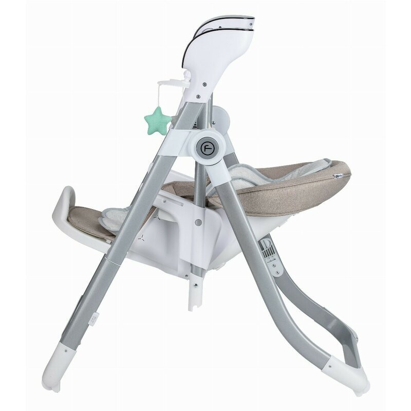 FreeON Scaun de masa si balansoar 2 in 1 Oli Deluxe Beige transformabil multifunctional cu melodii de leagan 0 luni+