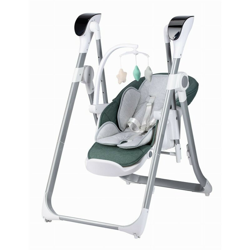 FreeON Scaun de masa si balansoar 2 in 1 Oli Deluxe Pistachio transformabil multifunctional cu melodii de leagan 0 luni+