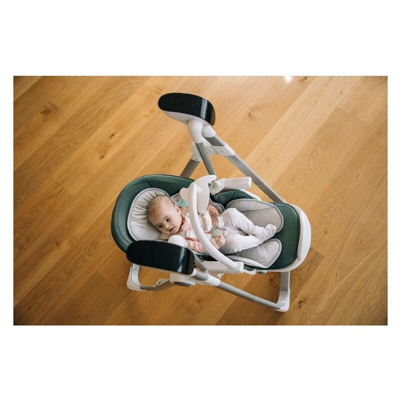 FreeON Scaun de masa si balansoar 2 in 1 Oli Deluxe Pistachio transformabil multifunctional cu melodii de leagan 0 luni+