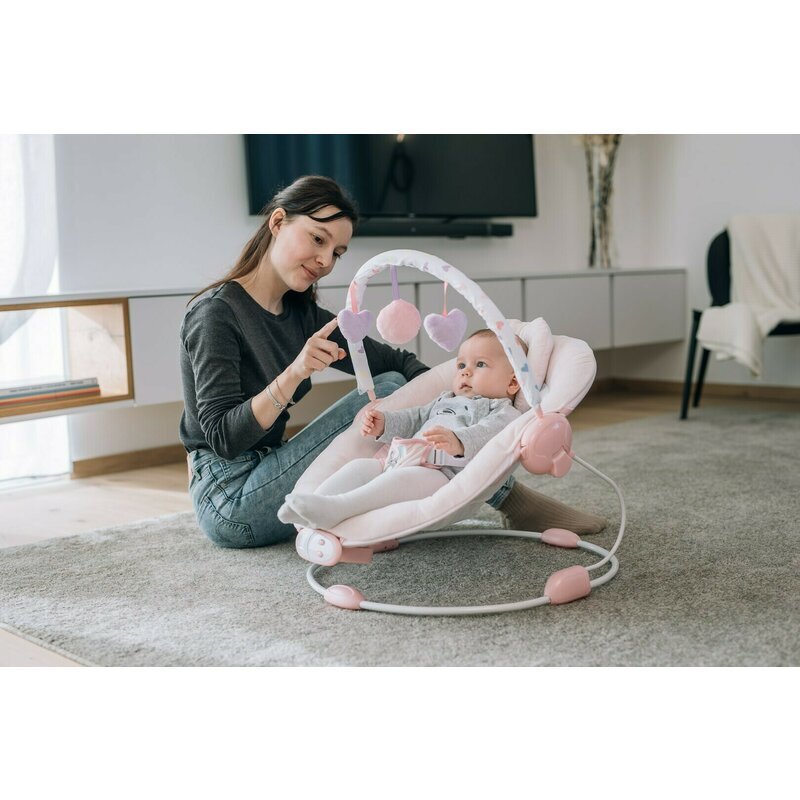 FreeON Scaunel balansoar Rest n Play cu trei jucarii 8 melodii pink