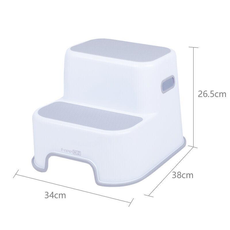 FreeON Scaunel inaltator WC cu doua trepte si suprafata antiderapanta White Grey