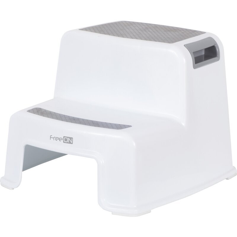 FreeON Scaunel inaltator WC cu doua trepte si suprafata antiderapanta White Grey