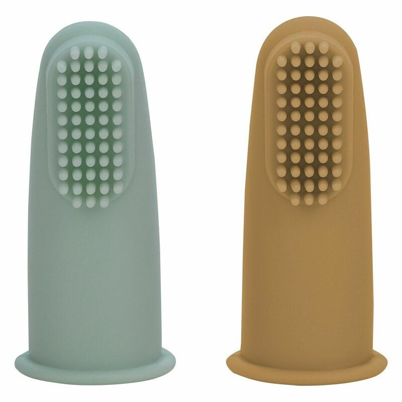 FreeON Set 2 periute de dinti pentru deget cu peri moi Silicon 0 luni+ greenochre
