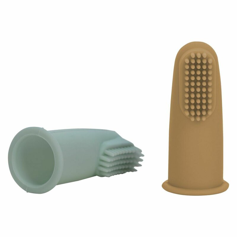FreeON Set 2 periute de dinti pentru deget cu peri moi Silicon 0 luni+ greenochre