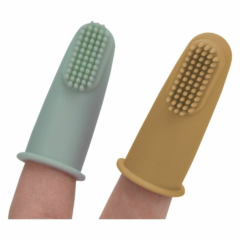 FreeON Set 2 periute de dinti pentru deget cu peri moi Silicon 0 luni+ greenochre