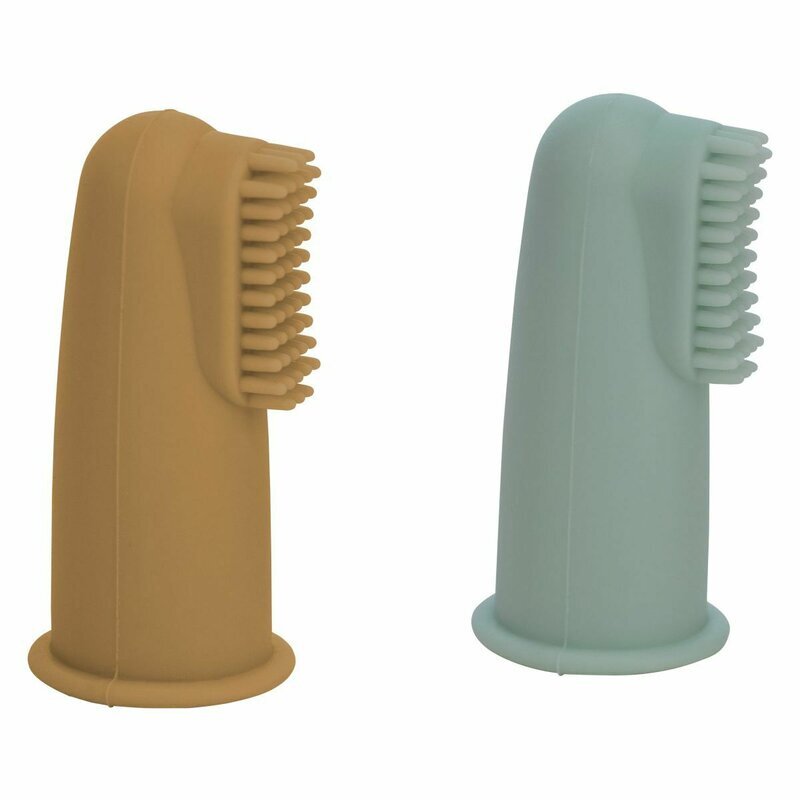 FreeON Set 2 periute de dinti pentru deget cu peri moi Silicon 0 luni+ greenochre