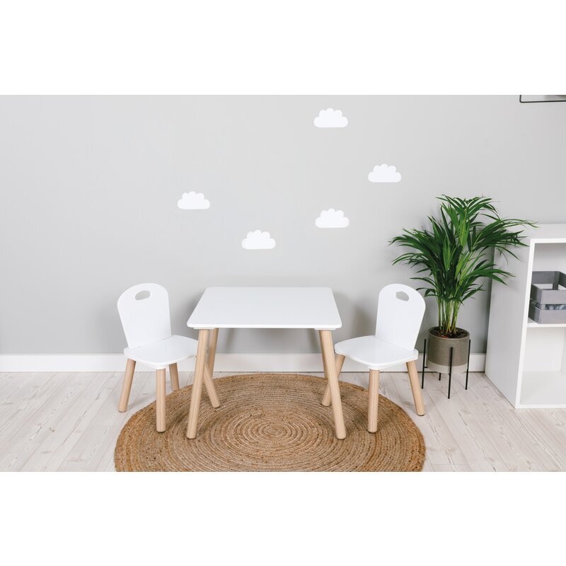 FreeON Set masuta si doua scaune pentru copii Athena din lemn alb