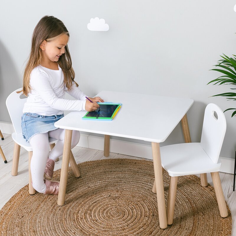FreeON Set masuta si doua scaune pentru copii Athena din lemn alb