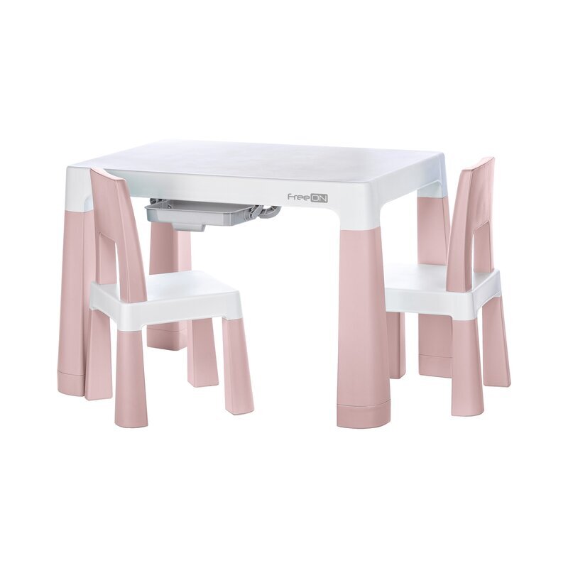 FreeON Set masuta si doua scaune pentru copii Neo cu doua sertare roz