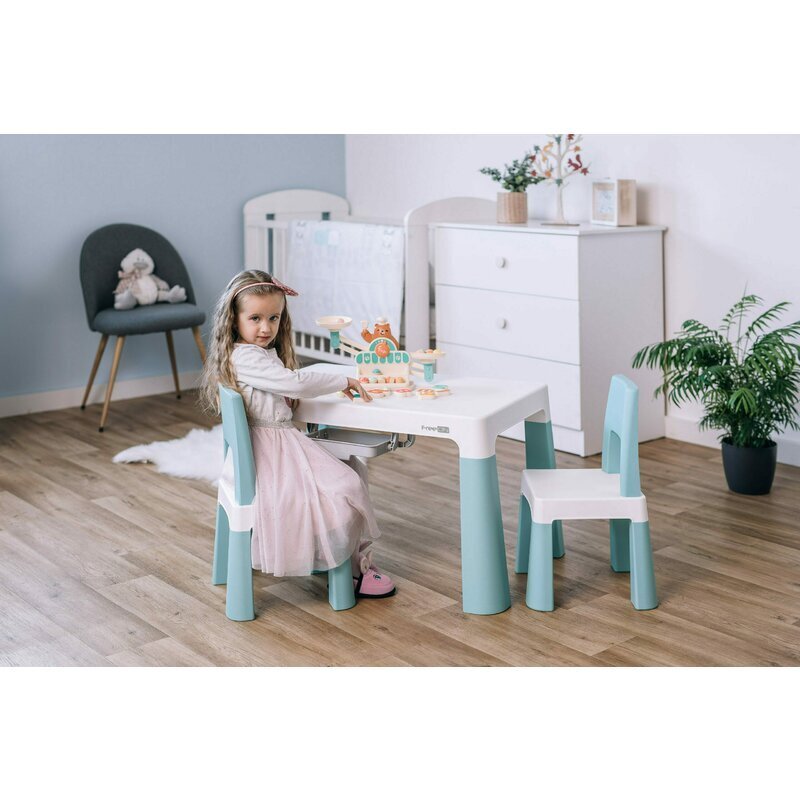 FreeON Set masuta si doua scaune pentru copii Neo cu doua sertare verde