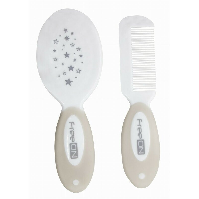 FreeON Set perie si pieptene din peri naturali 0 luni+ White