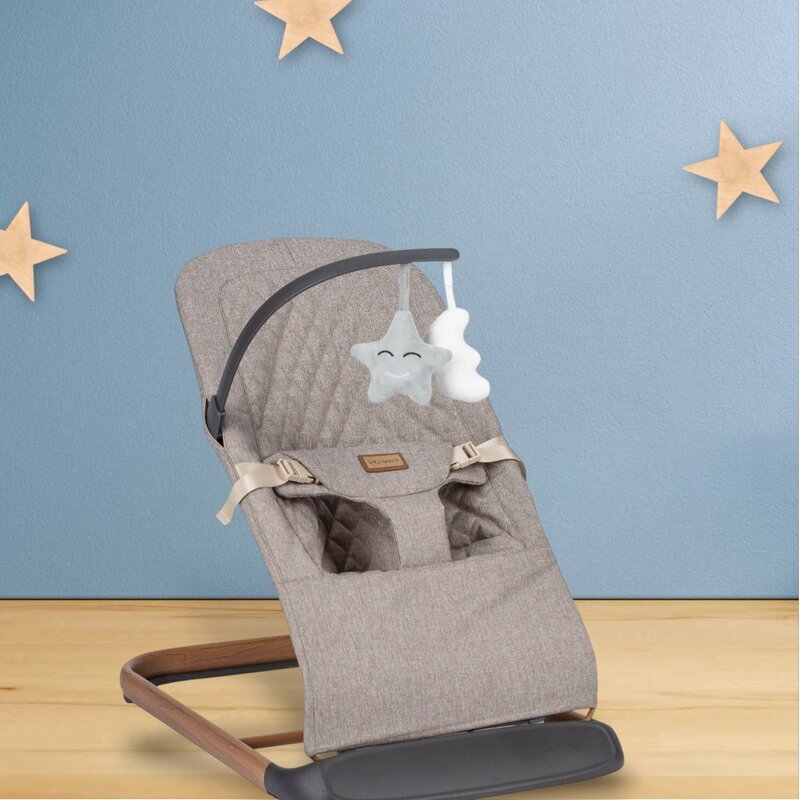 FreeON Sezlong balansoar Serene pana la 9 kg cu centura in 3 puncte spatar reglabil in 3 etape cu bara de jucarii 70 x 45 x 56 cm 0 luni+ beige