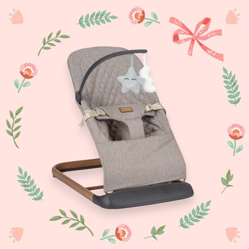 FreeON Sezlong balansoar Serene pana la 9 kg cu centura in 3 puncte spatar reglabil in 3 etape cu bara de jucarii 70 x 45 x 56 cm 0 luni+ beige