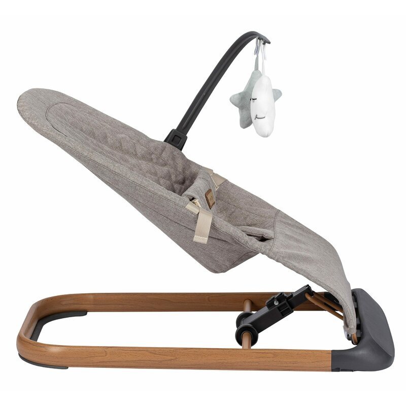 FreeON Sezlong balansoar Serene pana la 9 kg cu centura in 3 puncte spatar reglabil in 3 etape cu bara de jucarii 70 x 45 x 56 cm 0 luni+ grey
