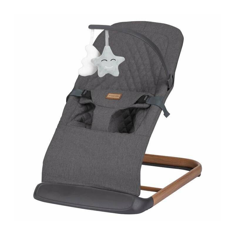 FreeON Sezlong balansoar Serene pana la 9 kg cu centura in 3 puncte spatar reglabil in 3 etape cu bara de jucarii 70 x 45 x 56 cm 0 luni+ grey