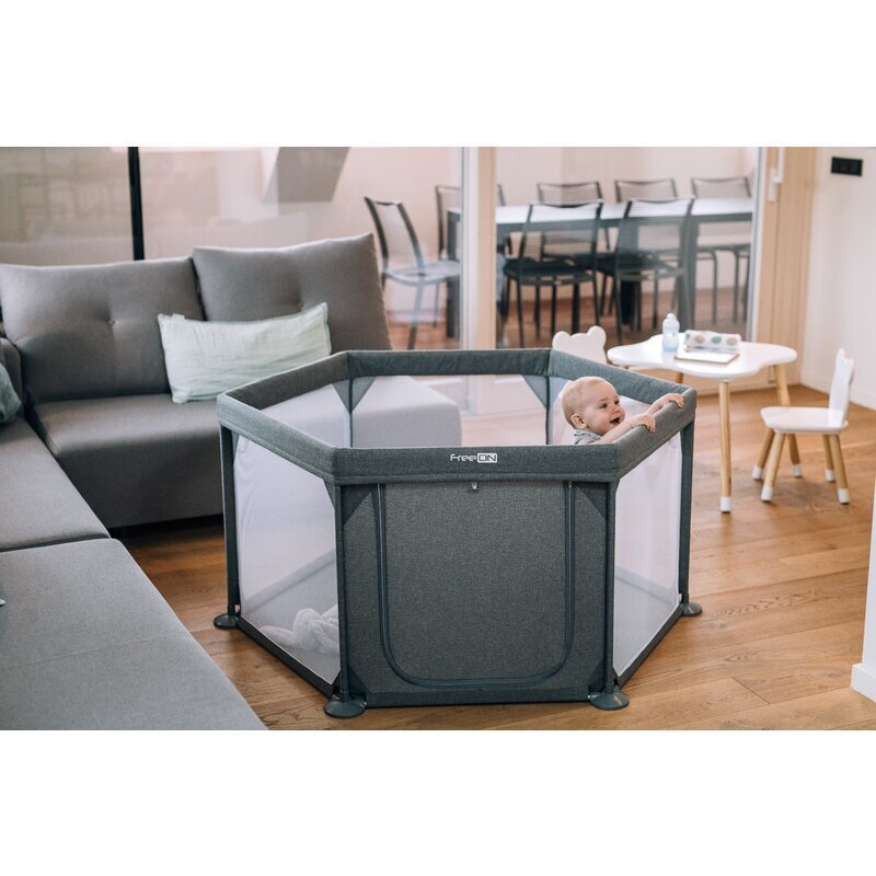 FreeON Tarc de joaca cu 4 manere Hexagonal Grey