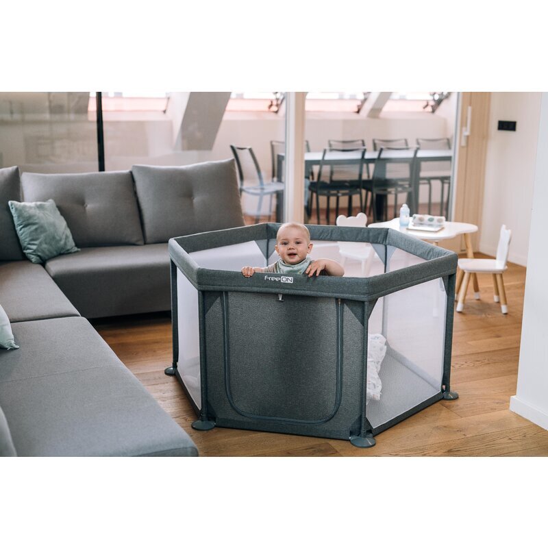 FreeON Tarc de joaca cu 4 manere Hexagonal Grey