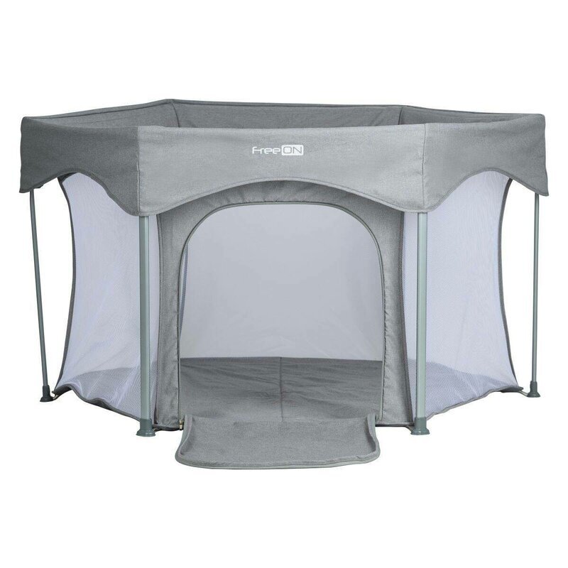 FreeON Tarc de joaca in forma de hexagon pliabil cu geanta de transport 117x74 cm Grey
