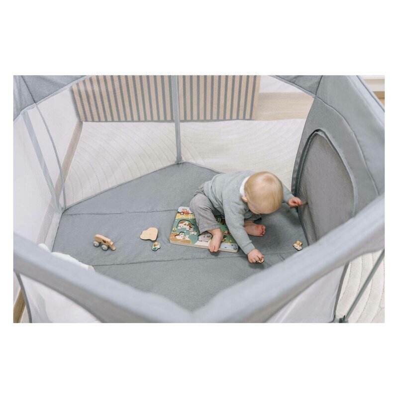FreeON Tarc de joaca in forma de hexagon pliabil cu geanta de transport 117x74 cm Grey