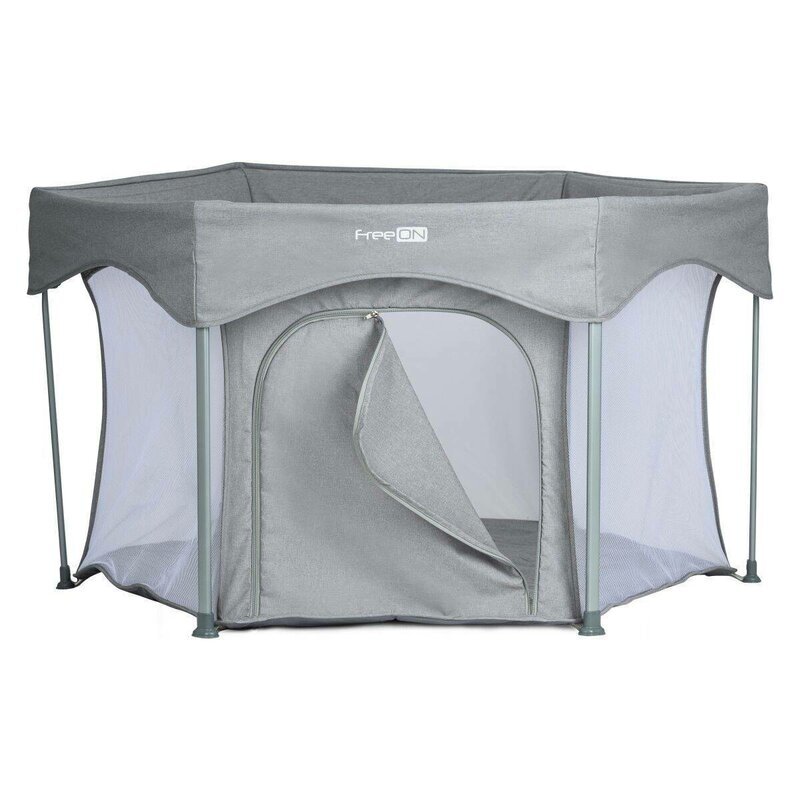 FreeON Tarc de joaca in forma de hexagon pliabil cu geanta de transport 117x74 cm Grey