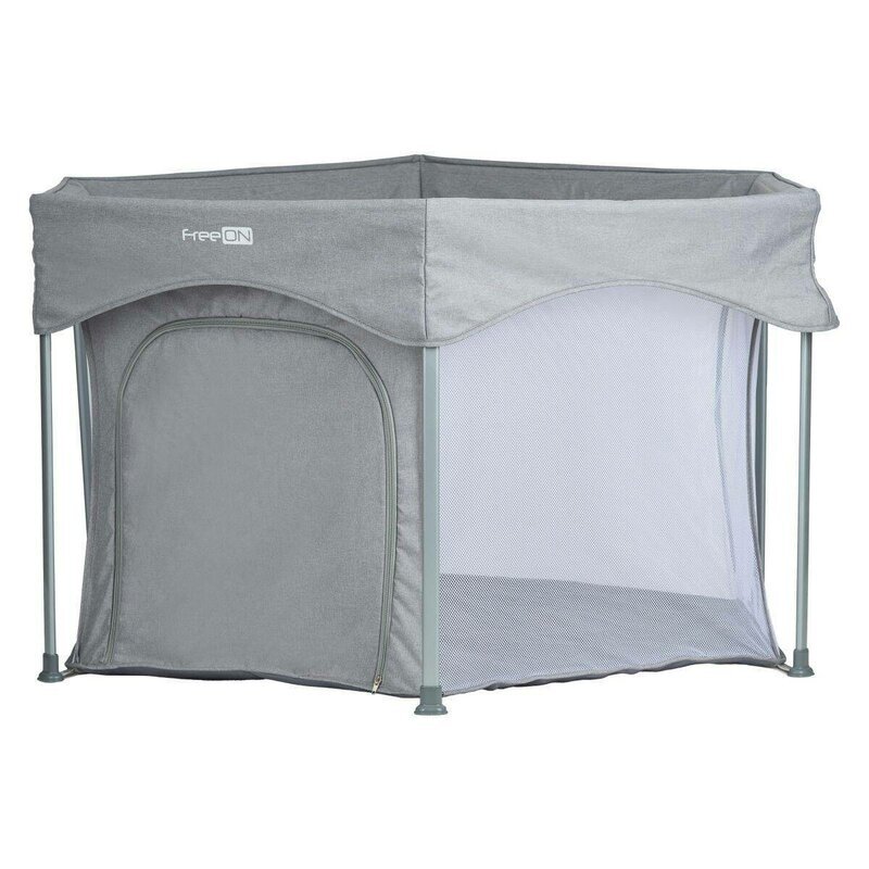 FreeON Tarc de joaca in forma de hexagon pliabil cu geanta de transport 117x74 cm Grey
