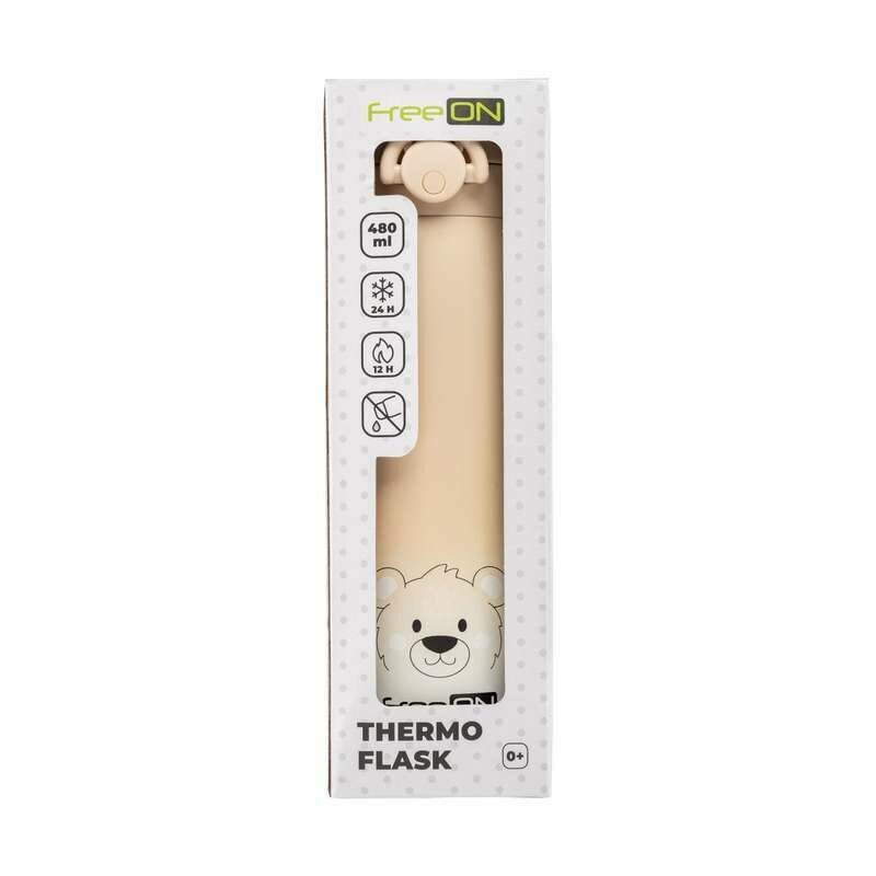 FreeON Termos lichide din otel inoxidabil 480 ml beige