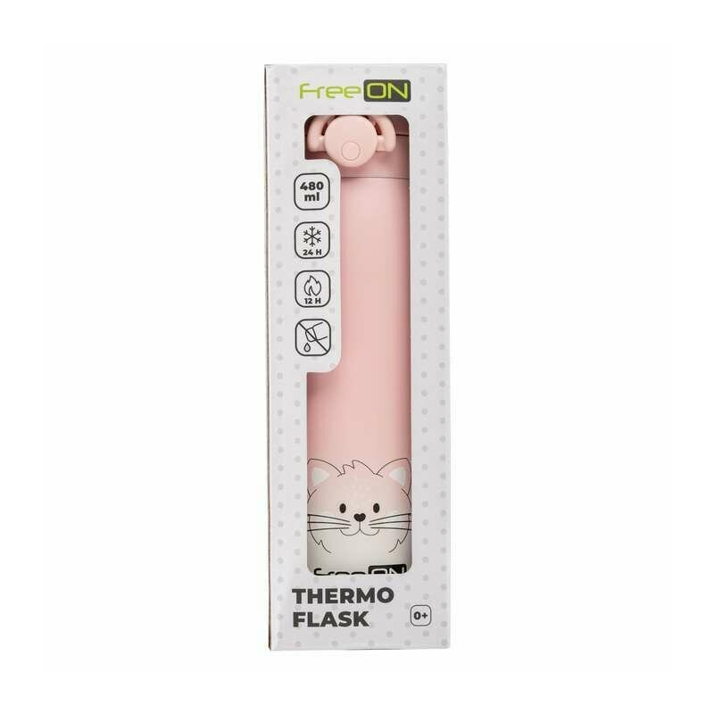 FreeON Termos lichide din otel inoxidabil 480 ml pink